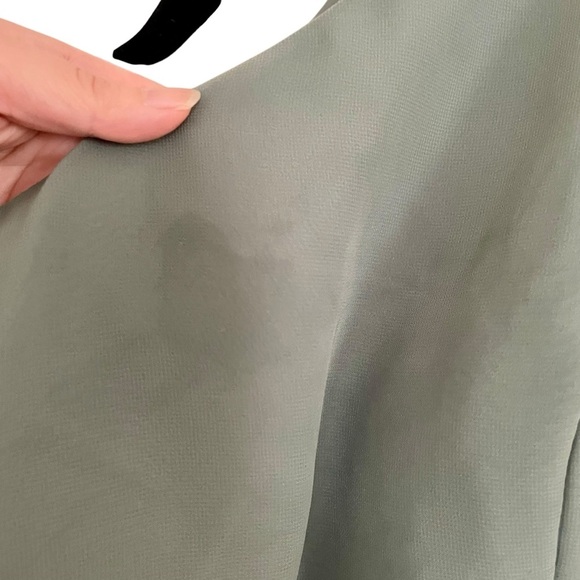 Jenny Yoo Long Light Green One Shoulder Dress Size 10 Bridesmaid Formal FLAWS - Picture 9 of 11